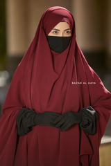 Safiyya Maroon Sleeveless Khimar - Soft Crepe Extra Long