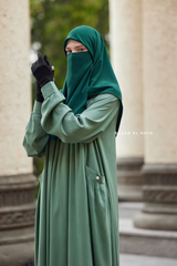 Layla Mint Abaya - 100% Cotton Summer Relaxed Fit Dress With Pockets