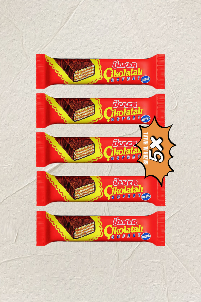 5 Pack Ulker Chocolate Wafer Bar With Hazelnut Cream