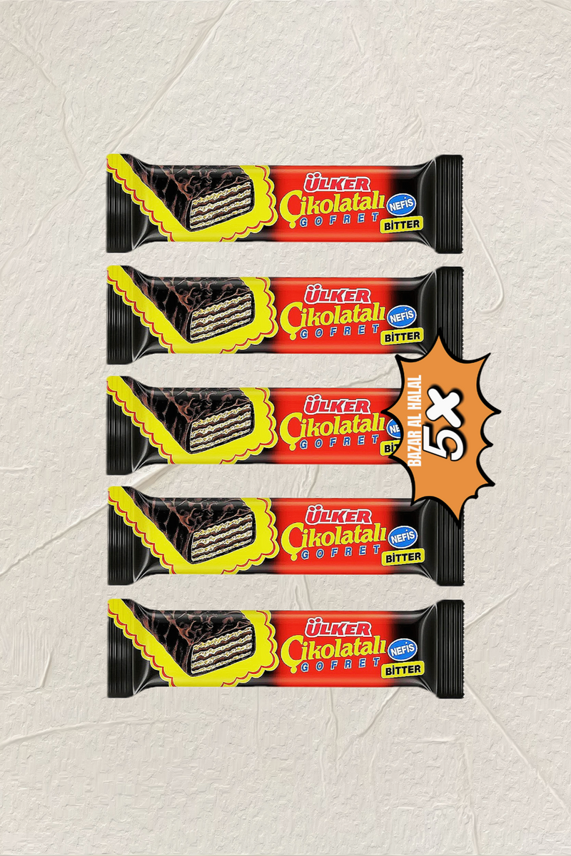 5 Pack Ulker Bitter Chocolate Wafer Bar With Cocoa Cream