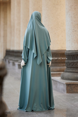 Eliza Two Piece Abaya & Khimar Set in Mint Cotton Super Soft & Breathable - Cozy