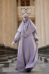 Eliza Two Piece Abaya & Khimar in Silver Cotton Super Soft & Breathable - Cozy