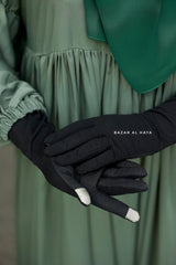Black Plain Touch Screen Gloves - One Size