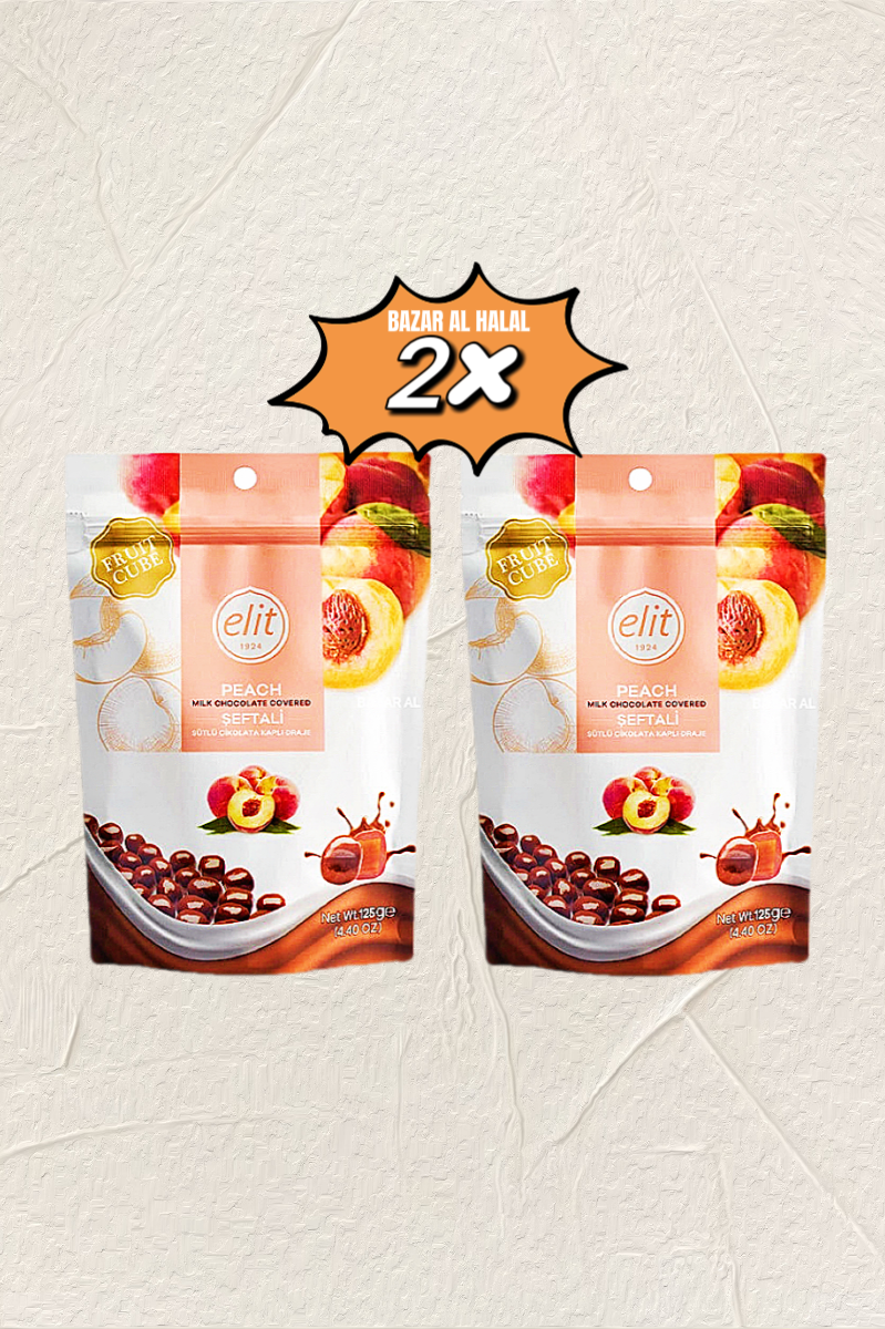 2 Pack Elit Milk Chocolate Covered Peach Drage