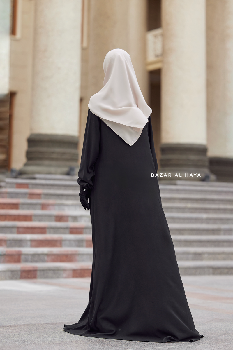 Layla Black Abaya Dress - 100% Cotton Summer Relaxed Fit Dress With Pockets