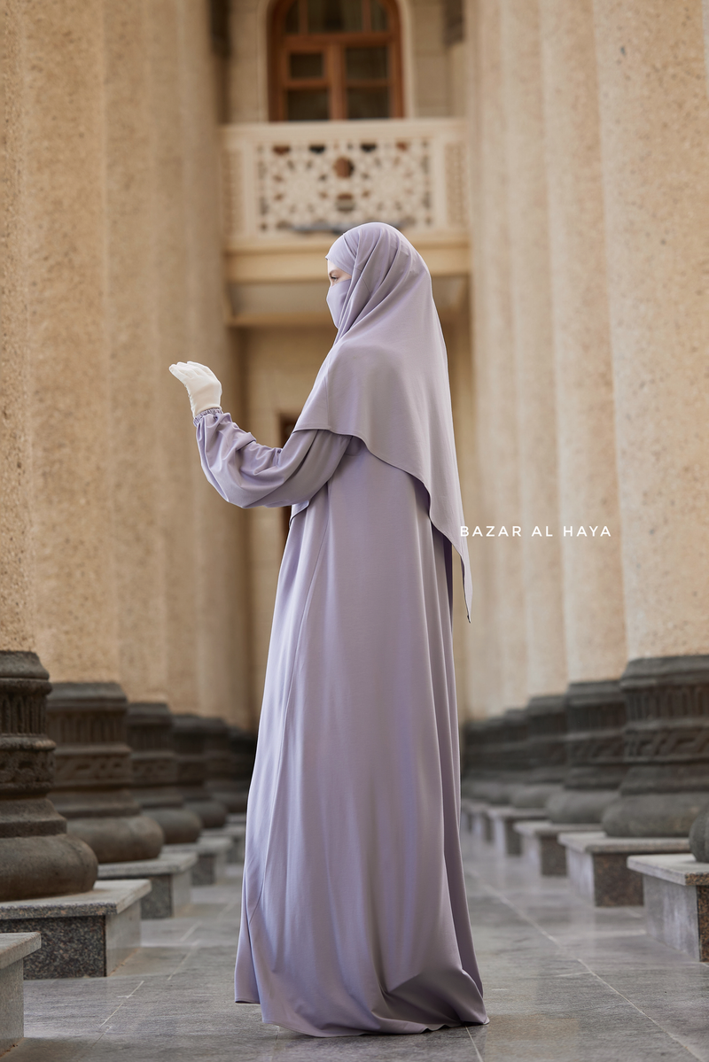 Eliza Two Piece Abaya & Khimar in Silver Cotton Super Soft & Breathable - Cozy