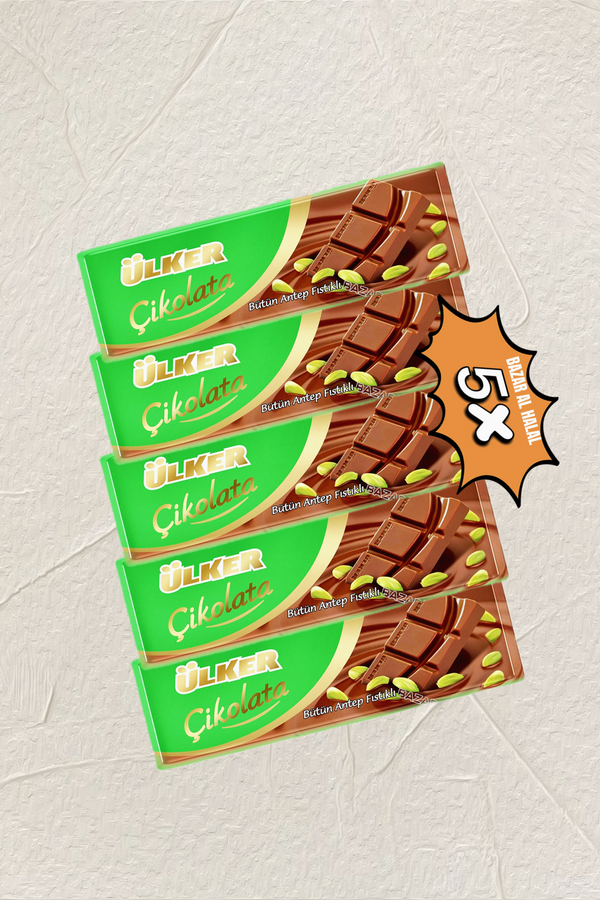 5 Pack Ulker Milk Chocolate Bar - Pistachios