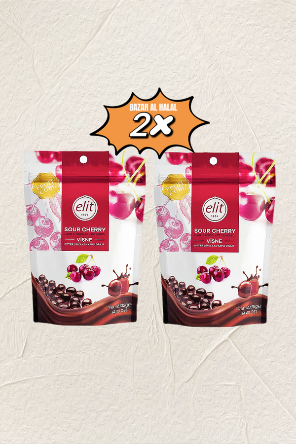 2 Pack Elit Dark Chocolate Covered Sour Cherry Drage - Bag