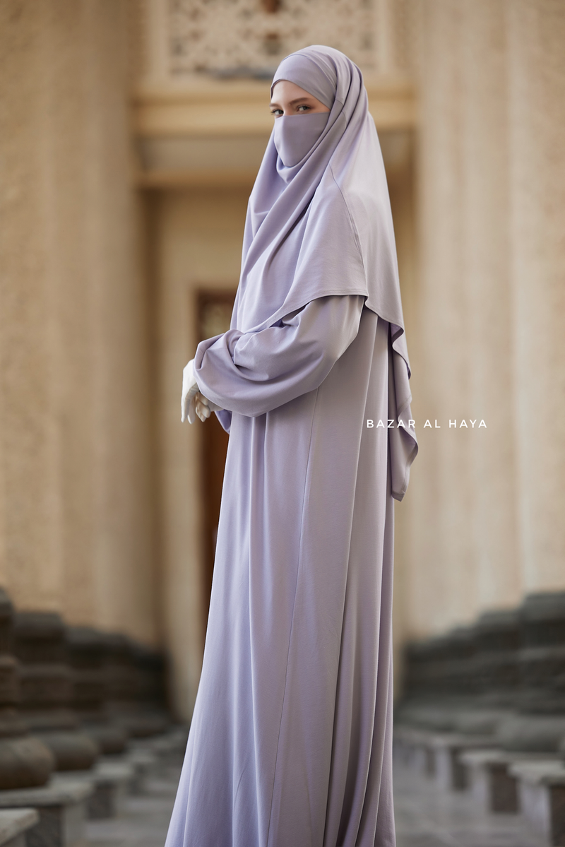 Eliza Two Piece Abaya & Khimar in Silver Cotton Super Soft & Breathable - Cozy