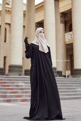 Layla Black Abaya Dress - 100% Cotton Summer Relaxed Fit Dress With Pockets