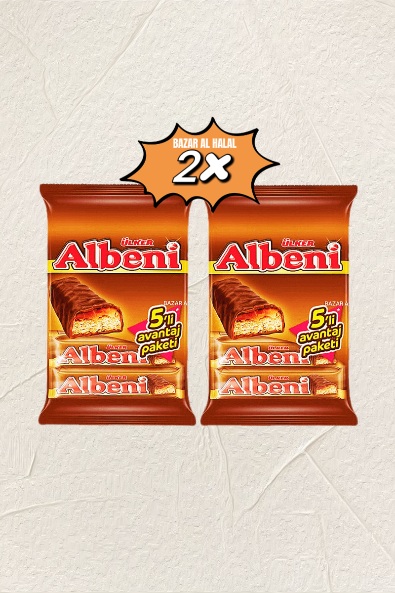 2 Ulker Albeni 5 Pack Milk Chocolate Biscuit Bar - With Caramel