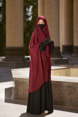 Safiyya Maroon Sleeveless Khimar - Soft Crepe Extra Long