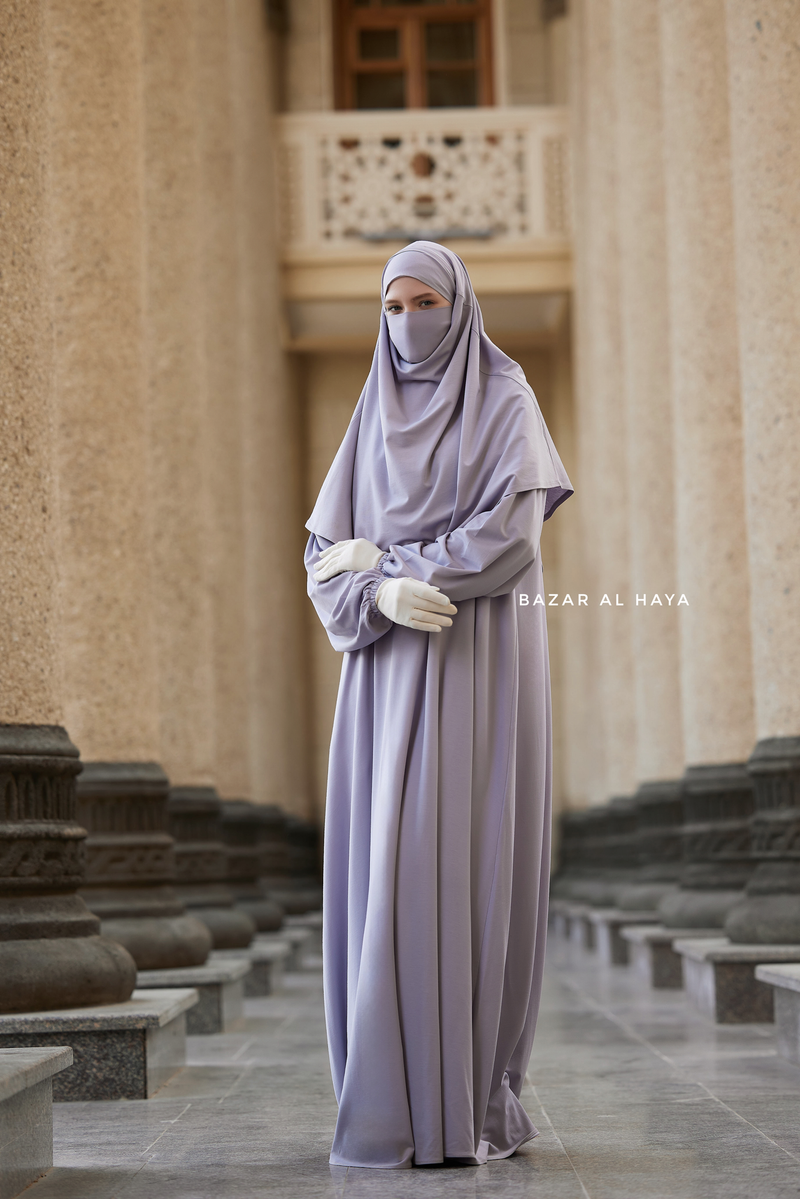 Eliza Two Piece Abaya & Khimar in Silver Cotton Super Soft & Breathable - Cozy