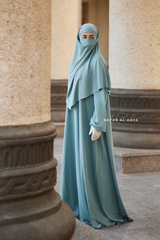 Eliza Two Piece Abaya & Khimar Set in Mint Cotton Super Soft & Breathable - Cozy