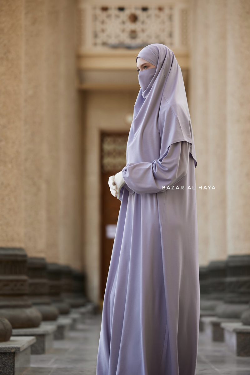 Eliza Two Piece Abaya & Khimar in Silver Cotton Super Soft & Breathable - Cozy