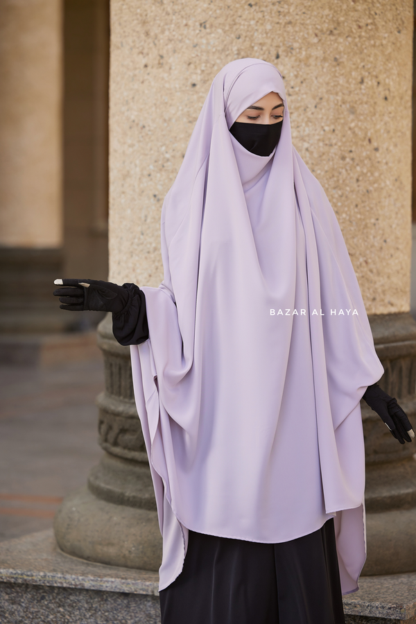 Silver Safiyya Sleeveless Khimar - Soft Crepe Extra Long & Wide