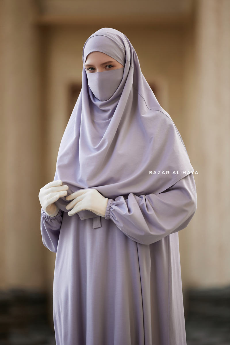 Eliza Two Piece Abaya & Khimar in Silver Cotton Super Soft & Breathable - Cozy