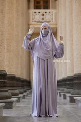 Eliza Two Piece Abaya & Khimar in Silver Cotton Super Soft & Breathable - Cozy