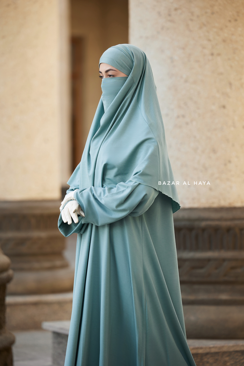 Eliza Two Piece Abaya & Khimar Set in Mint Cotton Super Soft & Breathable - Cozy