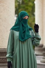 Layla Mint Abaya - 100% Cotton Summer Relaxed Fit Dress With Pockets