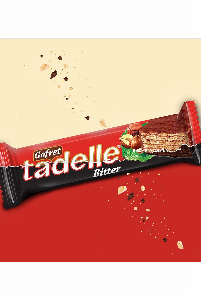 5 Pack Tadelle Milk Chocolate Wafer Bar - Hazelnut Creme