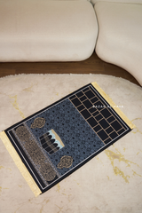 Non-Slip Prayer / Salah Mat with Gold Blue Kaaba Design