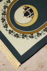 Non-Slip Prayer / Salah Mat with Gold Dark Green - Beautiful Design