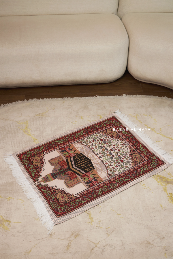 Kaaba Picture Prayer / Salah Mat with Cloth Bag