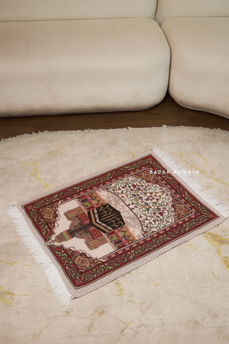 Kaaba Picture Prayer / Salah Mat with Cloth Bag