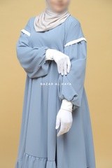 Mubina Sky Blue Tiered Abaya Dress - Loose & Wide In Nidha