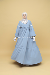 Mubina Sky Blue Tiered Abaya Dress - Loose & Wide In Nidha