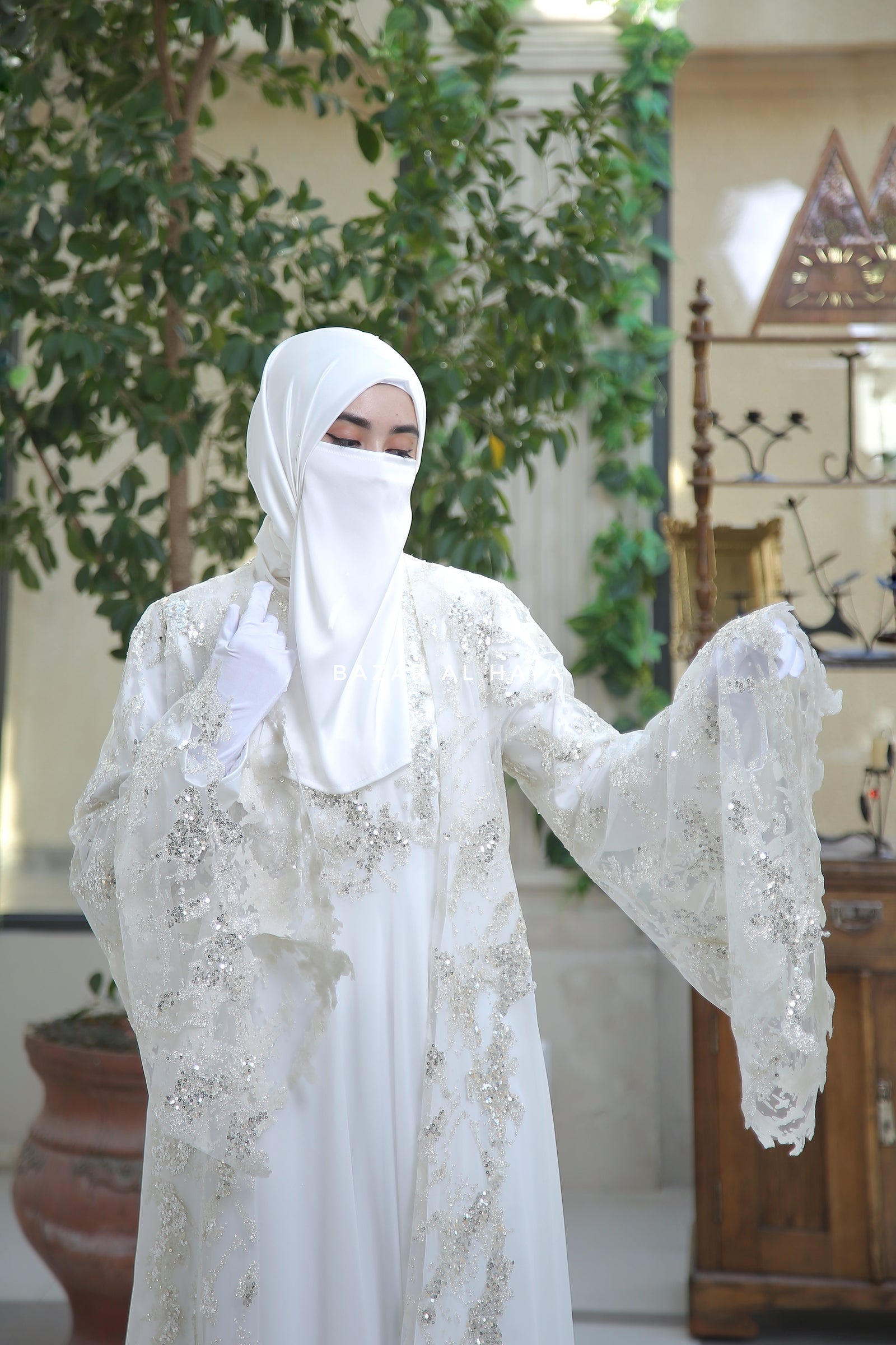 Lace overcoat abaya best sale